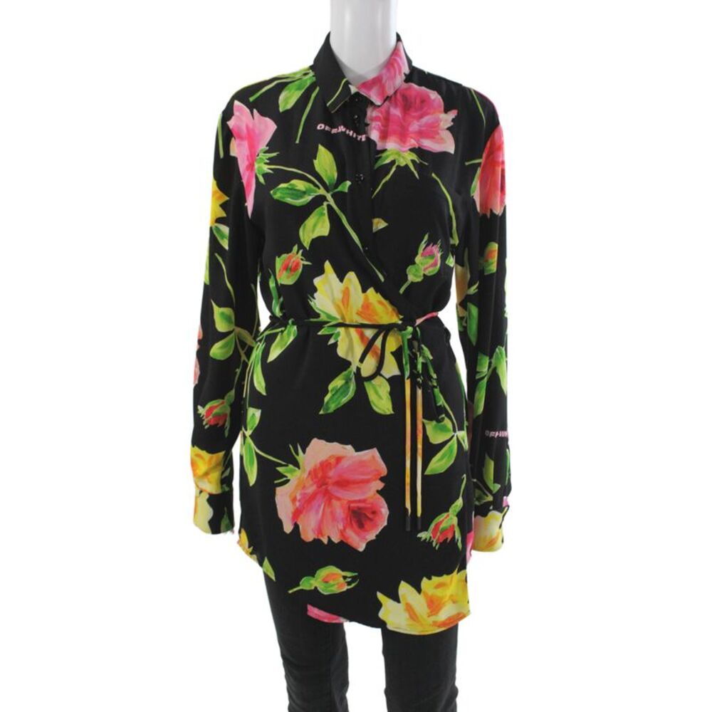Off-White Womens Floral Buttoned Blouse Black Size EUR 42